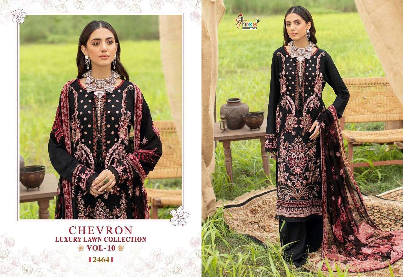 chevron luxury lawn collection vol-10 by shree fabs pure cotton unstich pakistani salwar kameez surat
