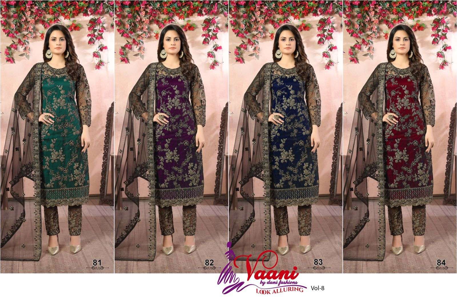 dani fashion vaani vol-8 81-84 series indian designer salwar kameez catalogue online collection 