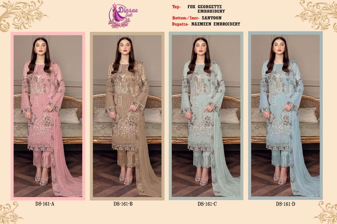 dinsaa 161 embroidery pakistani salwar suits wholesaler surat 
