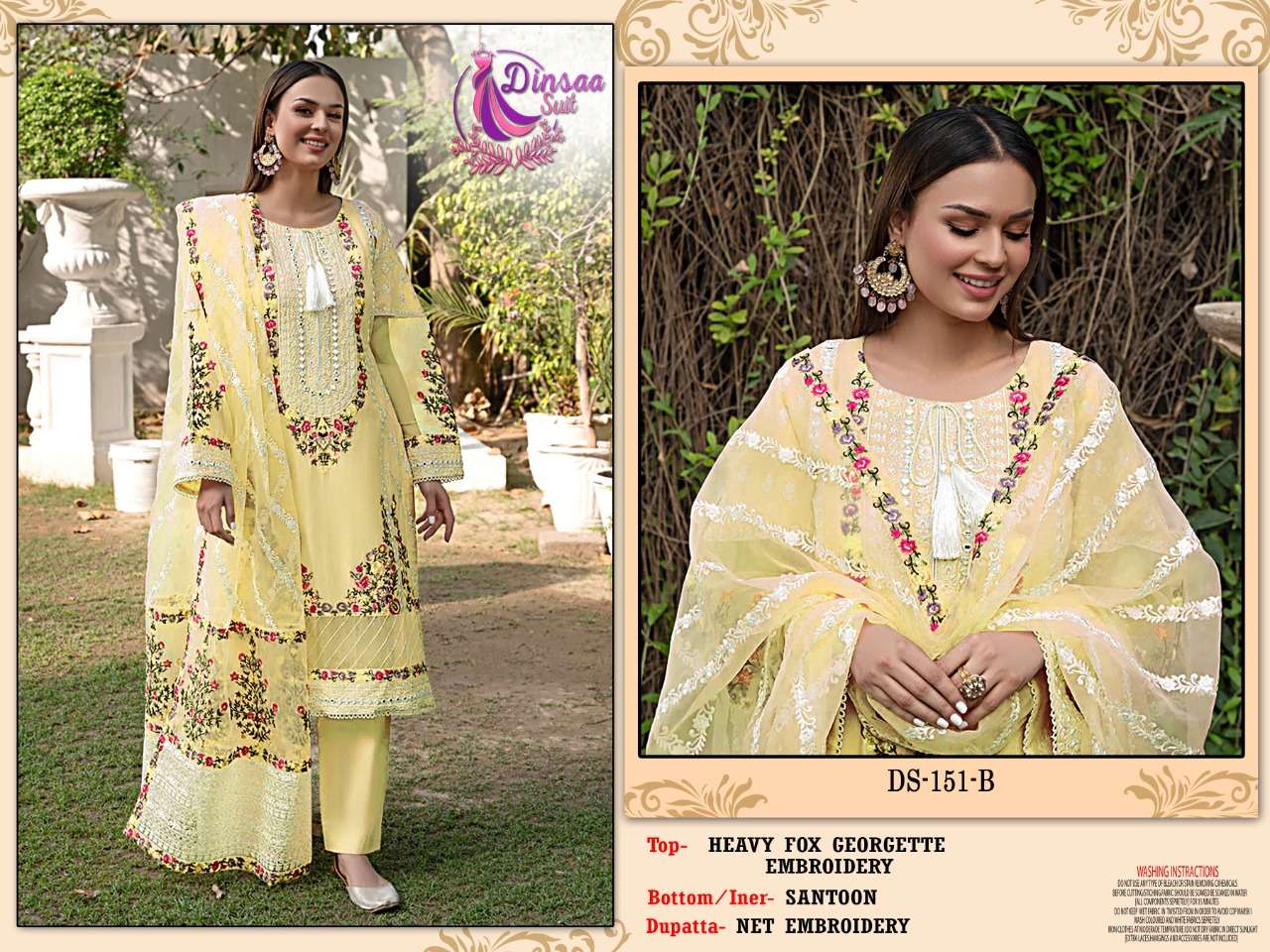 dinsaa suit 151 series heavy faux georgette pakistani salwar suits wholesaler in india 