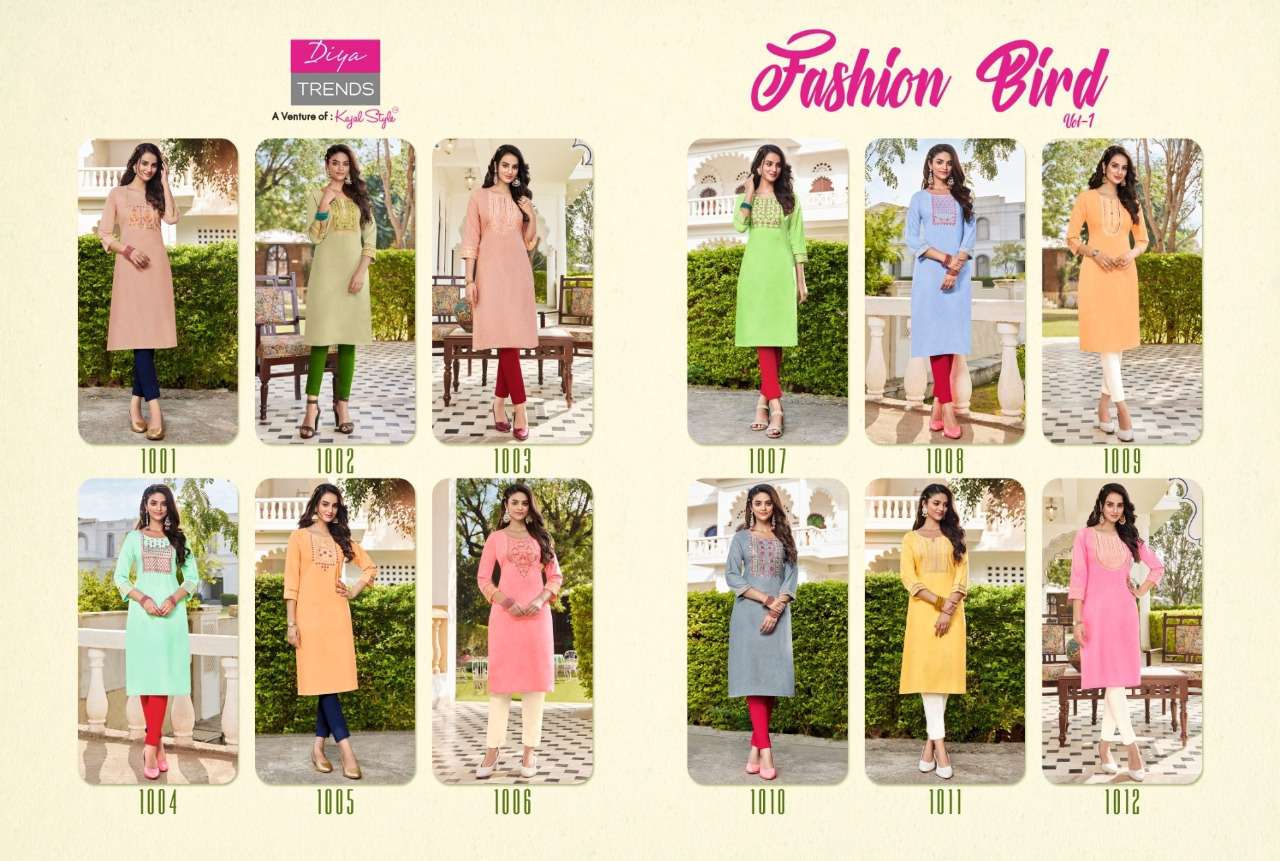 diya trends fashion brid vol-1 1001-1012 series rayon only kurti new catalogue 