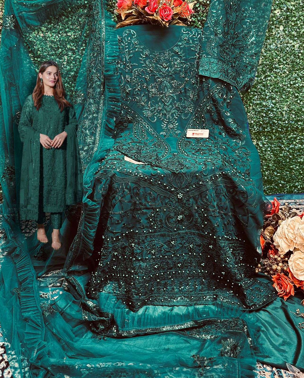 fepic 1174 colours faux geogette fancy pakistani party wear collection wholesale price surat