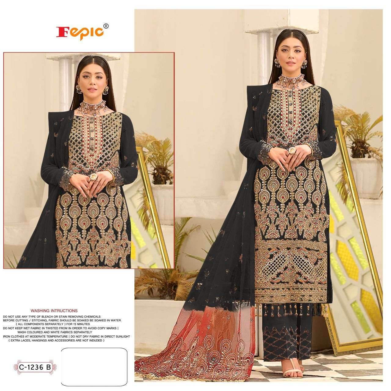 fepic 1236 series georgette embroidered pakistani salwar suits new collection 