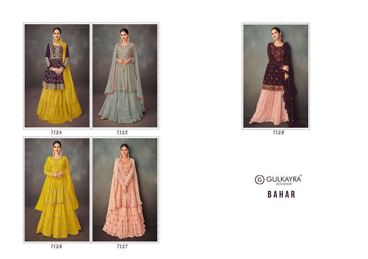 gulkarya designer bahar 7124-7128 series real georgette fancy salwar kameez wholesale price surat
