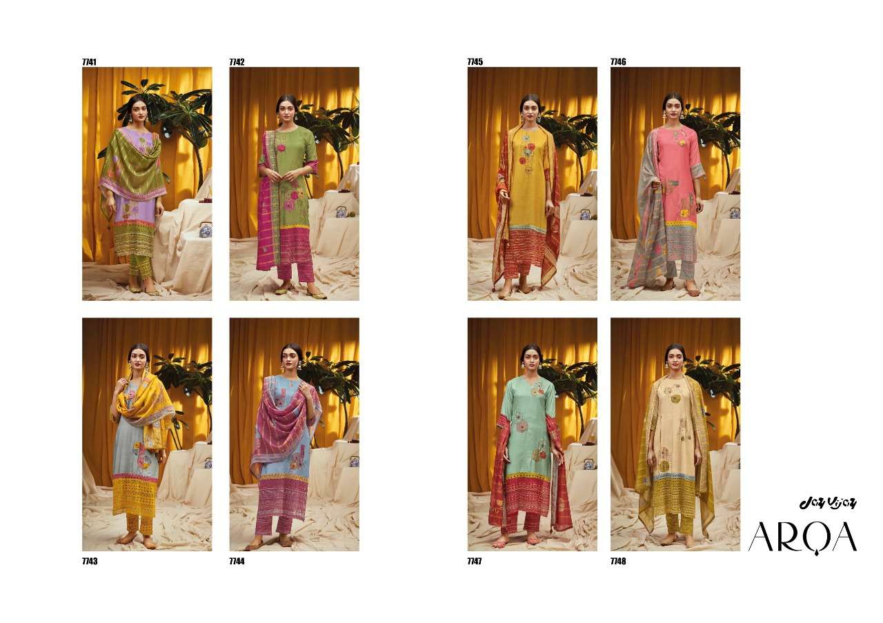 jayvijay arqa 7741-7748 series moga silk digital printed salwar kameez wholesale price surat 