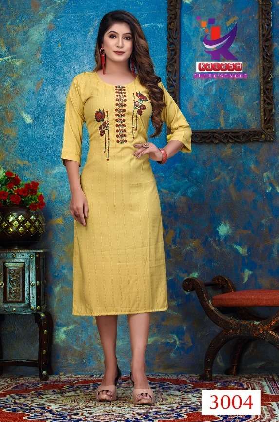 kalash lifestyle collection extreme 3001-3008 series attractive look designer kurti catalogue new collection