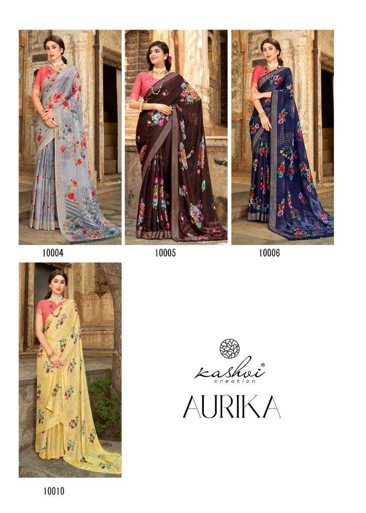 kashvi creation aurika fancy designer saree catalogue manufacturer surat 