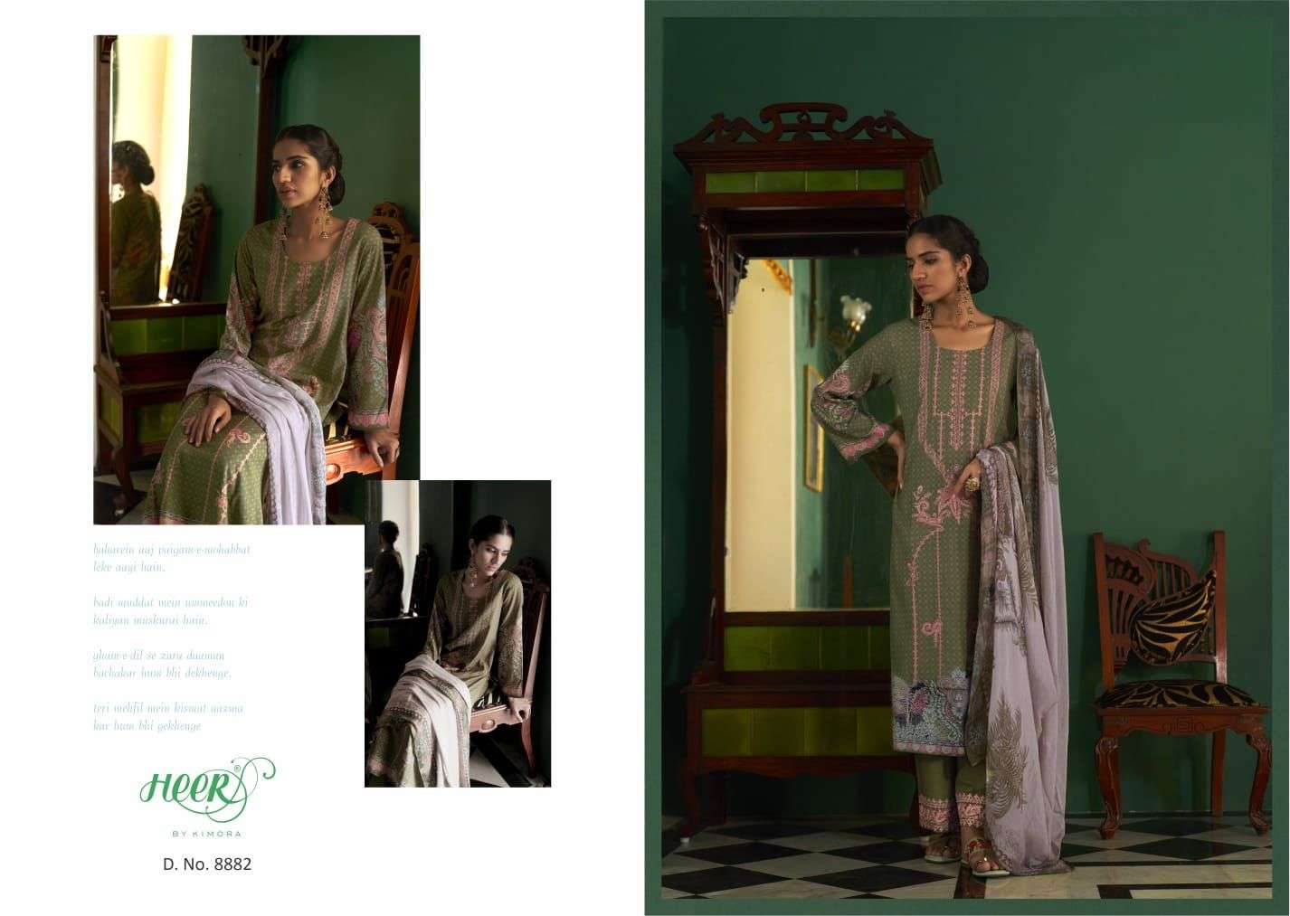 kimora heer tabassum 8881-8888 series fancy pure muslin salwar suits collection surat