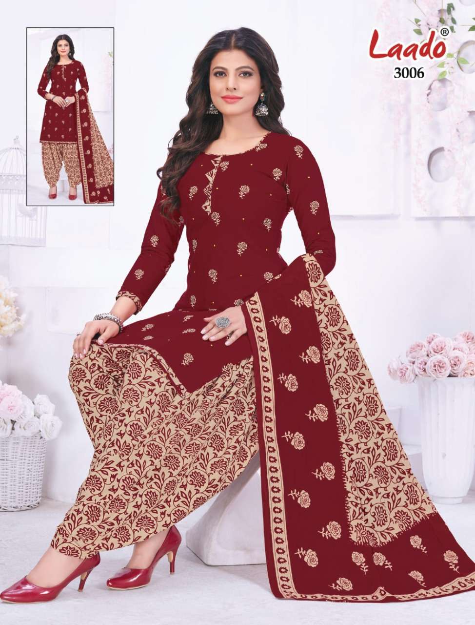 laado nadiya patiyala vol 3 3001-3012 series pure cotton salwar suits new pattren 
