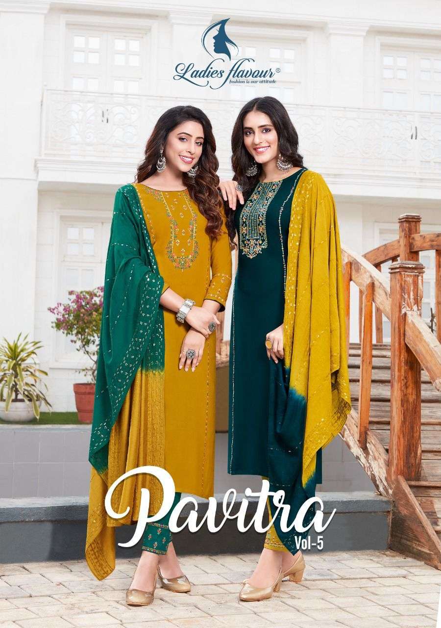 ladies flavour pavitra vol 5 5001-5006 series traditional look designer kurti new catalogue 