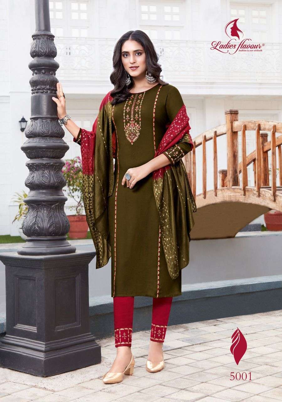 ladies flavour pavitra vol 5 5001-5006 series traditional look designer kurti new catalogue 