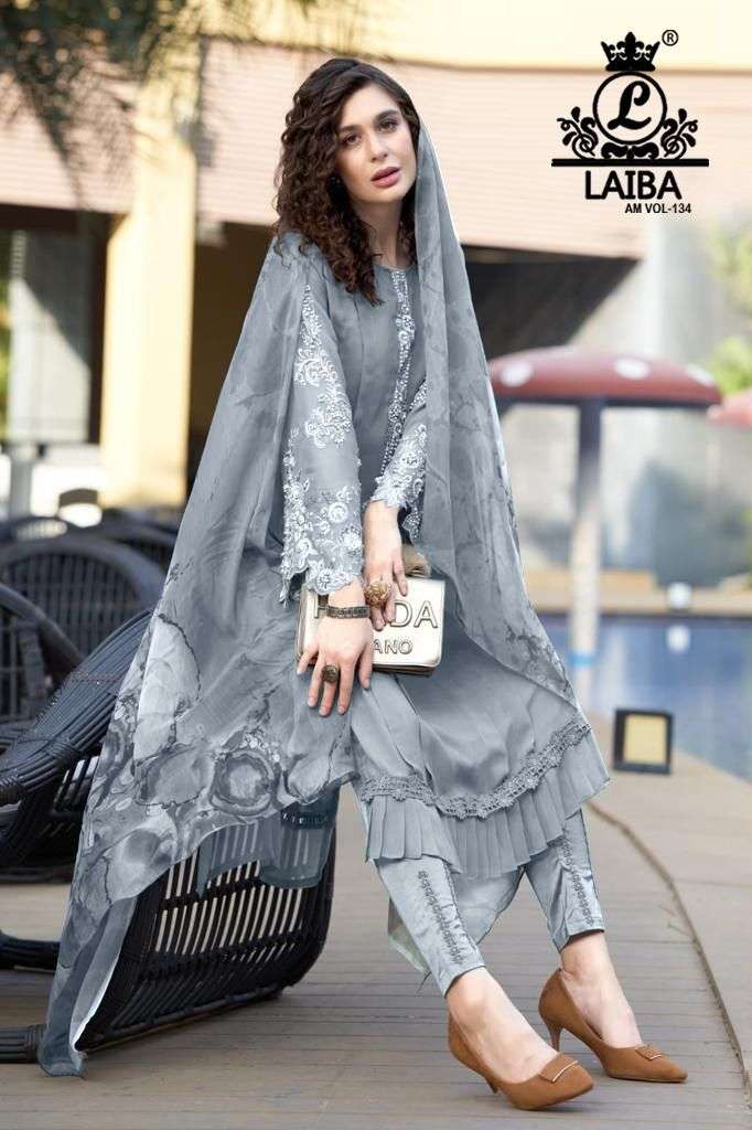 laiba am vol 134 designer georgette pakistani suits for woman 
