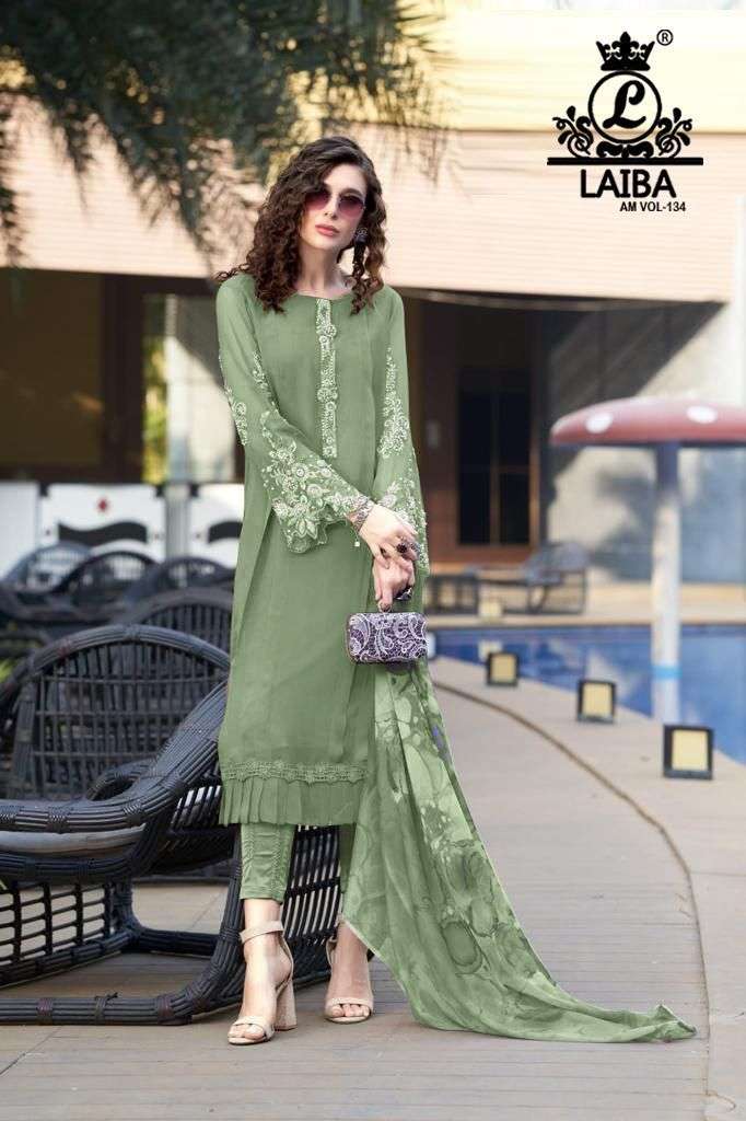 laiba am vol 134 designer georgette pakistani suits for woman 