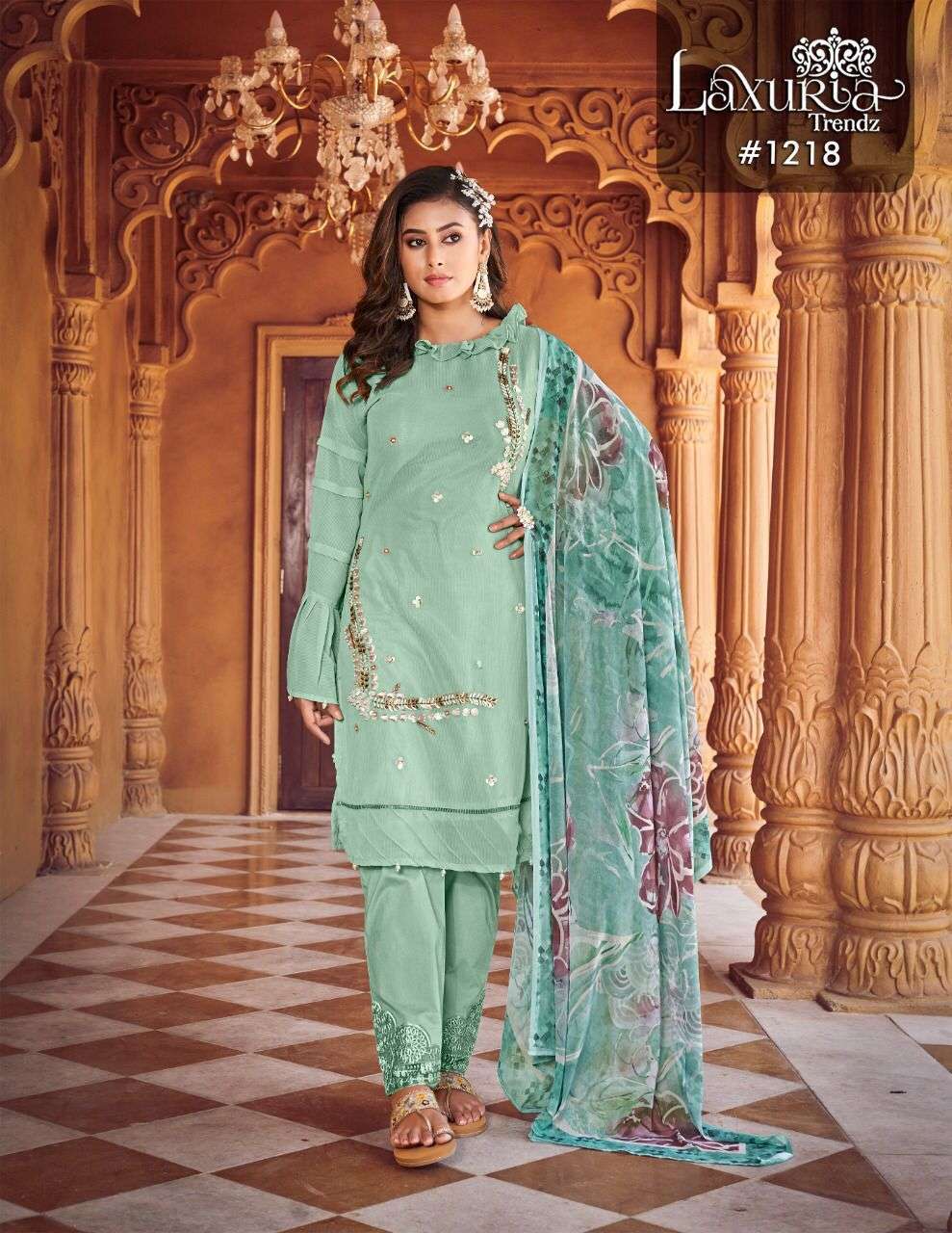laxuria trendz 1218 stylish look designer pakistani suits new collection 