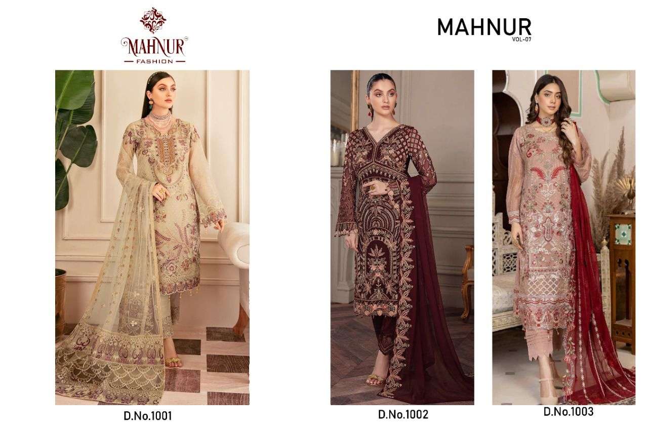 mahnur fashion mahnur vol-7 1001-1007 series pakistani salwar kameez manufacturer in india 