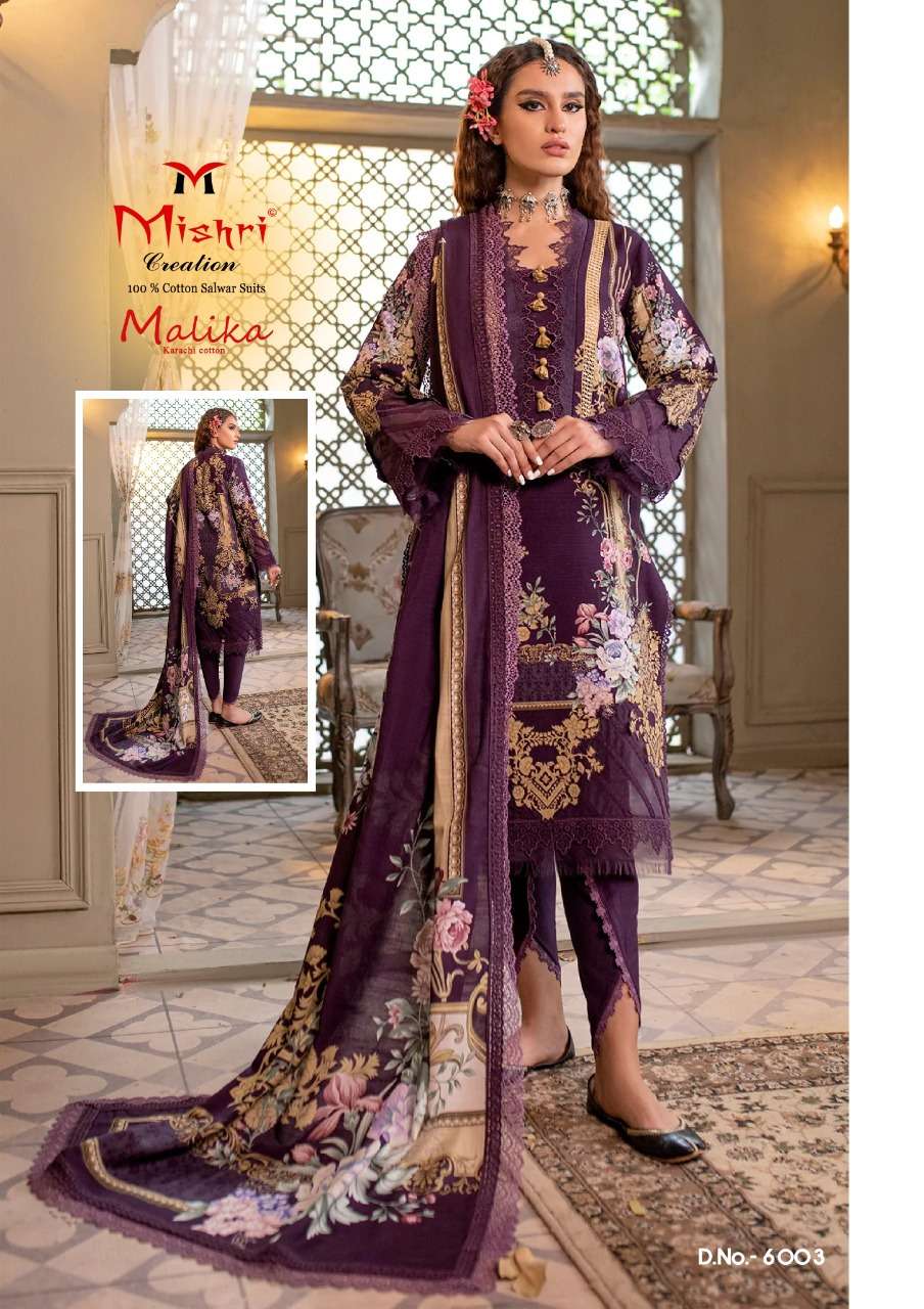 mishri malika vol-6 6001-6006 series cotton karachi style salwar kameez catalogue