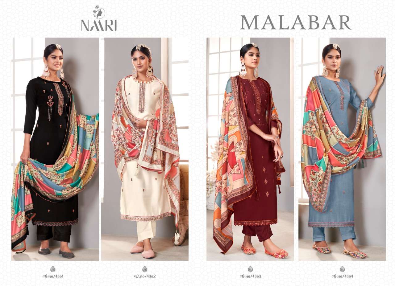 naari malabar 4301-4304 series indian designer salwar kameez online supplier surat