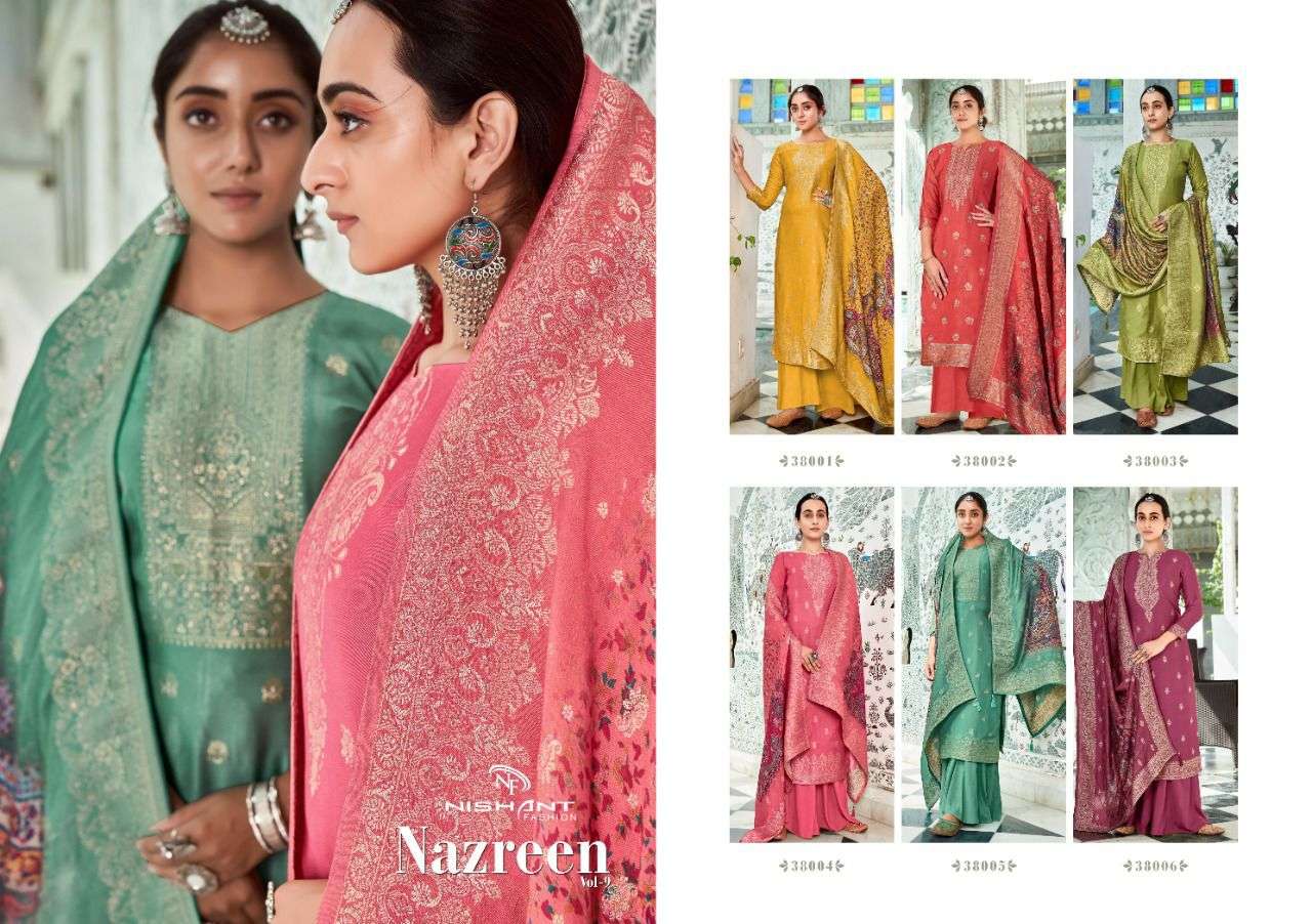 nishant fashion nazreen vol 9 38001-38006 series stylish designer salwar suits new catalogue 