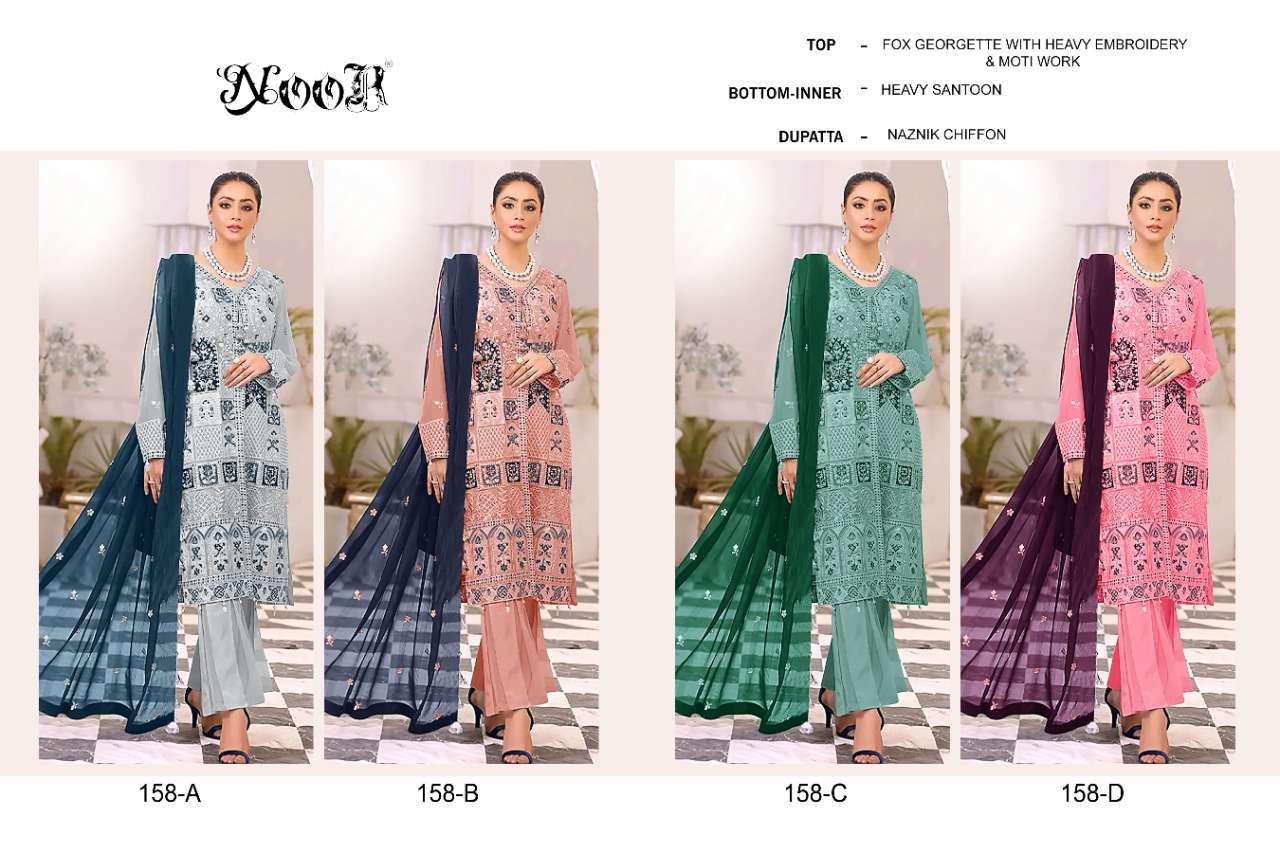 noor 158 series fancy designer pakistani salwar suits collection 2022 