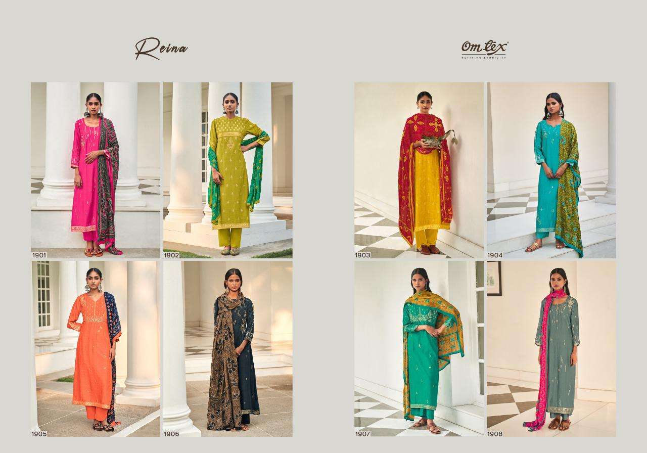 omtex reina 1901-1908 series mogra silk fancy unstich salwar suits collection surat