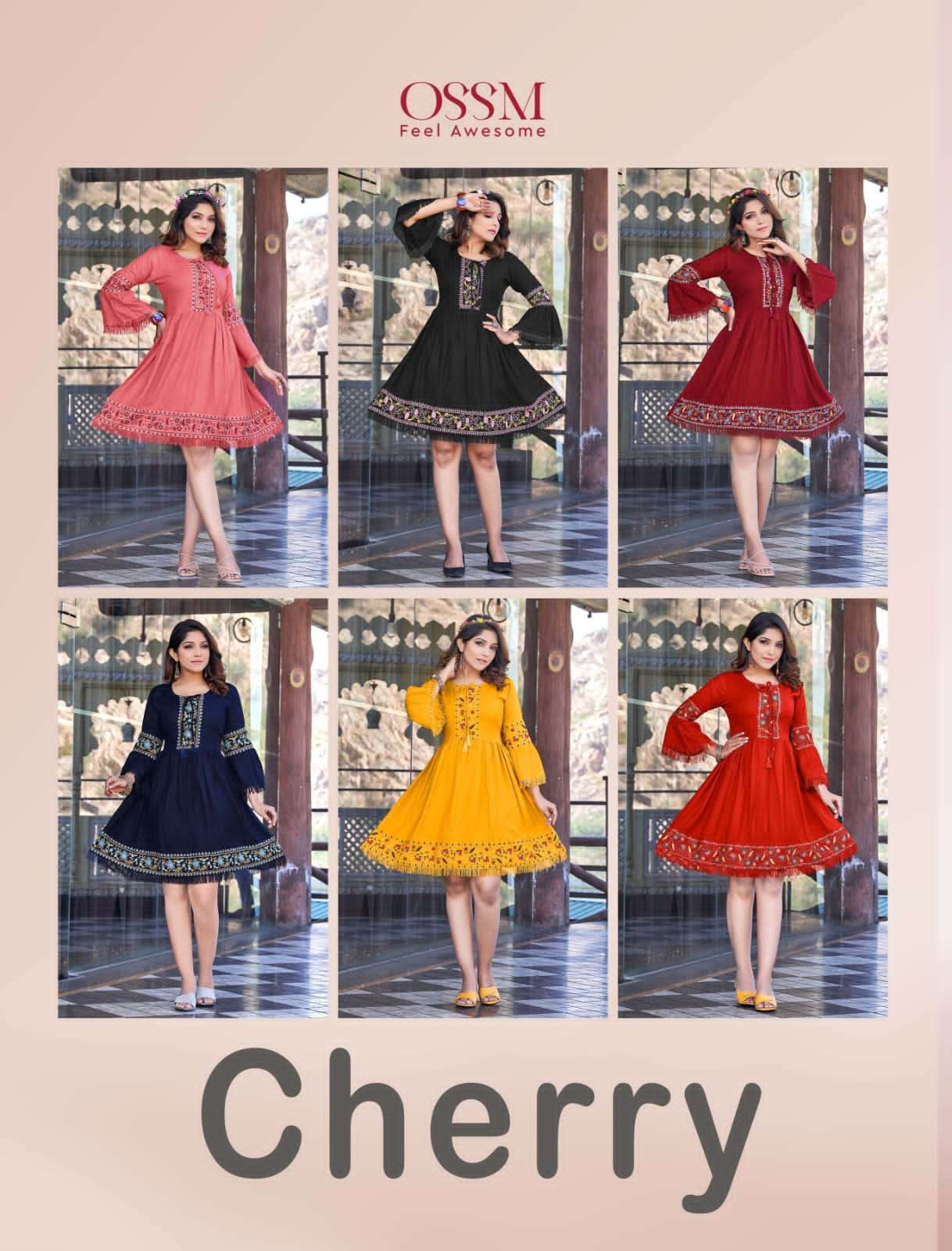 ossm cherry fancy look designer tunic style kurti new catalogue 