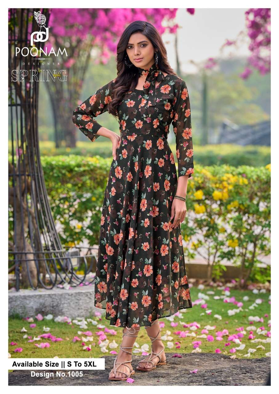 poonam designer spring valley 1001-1008 series trendy designer gown catalogue wholesale price surat 