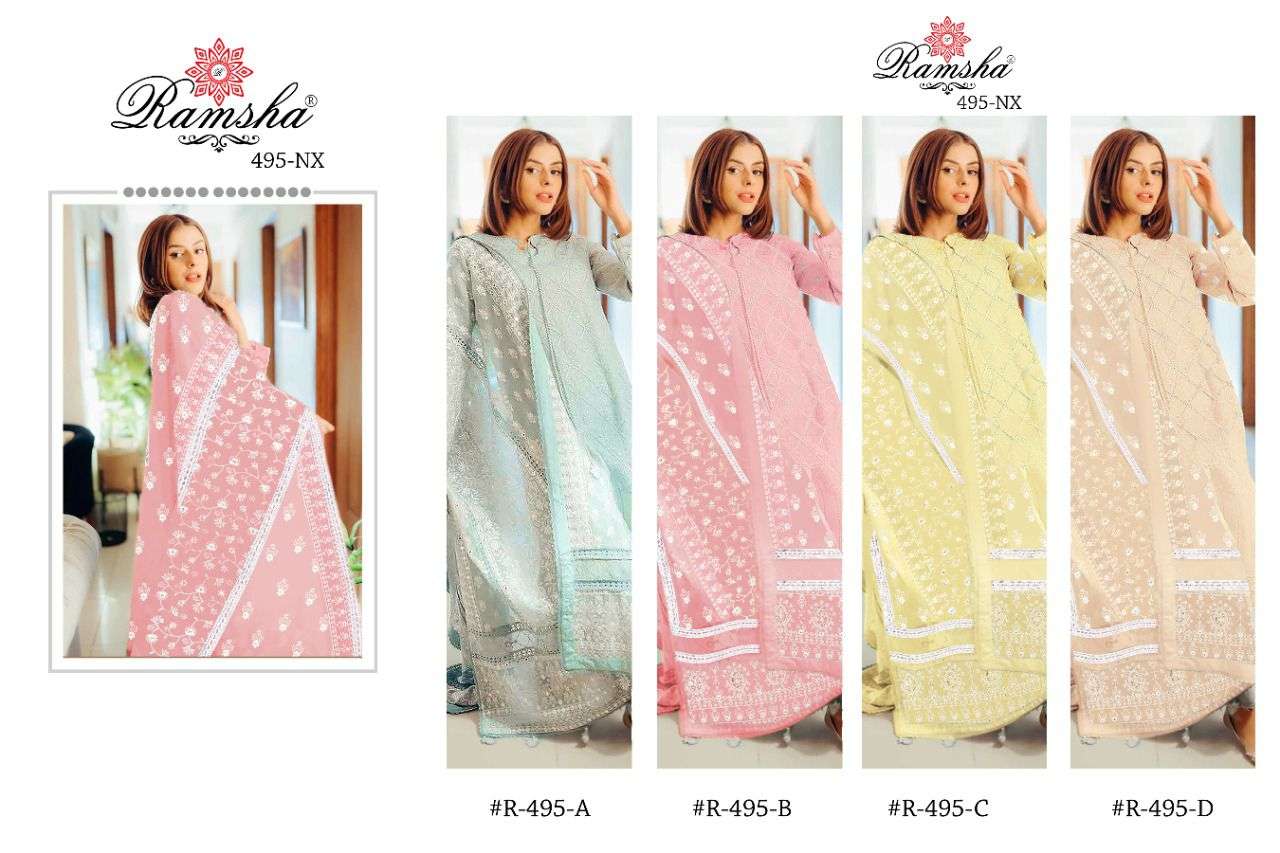 ramsha 495 series exclusive designer pakistani suits wholesaler surat 
