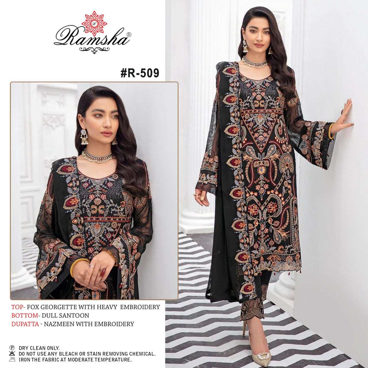 ramsha 507-509 series stylish designer pakistani salwar suits manufacturer surat 