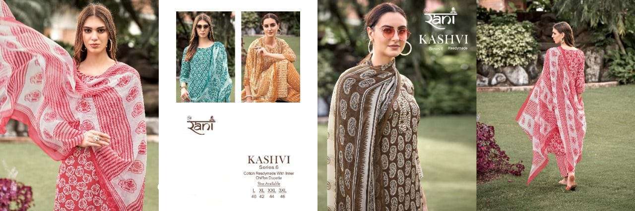 rani kashvi series-6 6007-6012 series cotton printed stich salwar kameez surat
