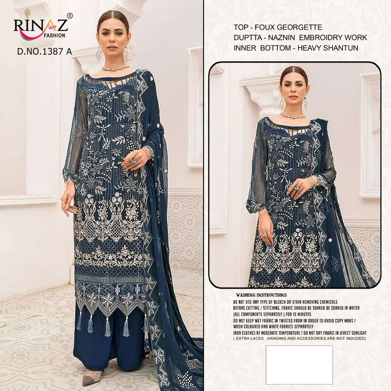 rinaz fashion 1387 colours georgette fancy embroidered salwar kameez wholesale price 