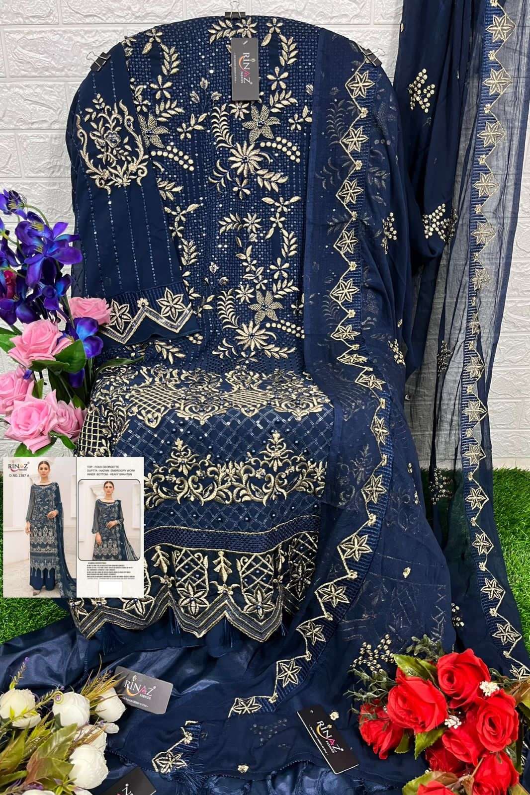 rinaz fashion 1387 colours georgette fancy embroidered salwar kameez wholesale price 