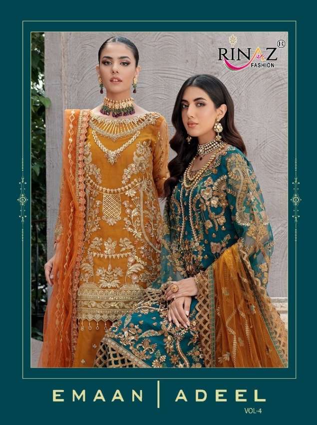 rinaz fashion emaan adeel vol-4 56001-56004 series heavy look designer pakistani suits catalogue new collection