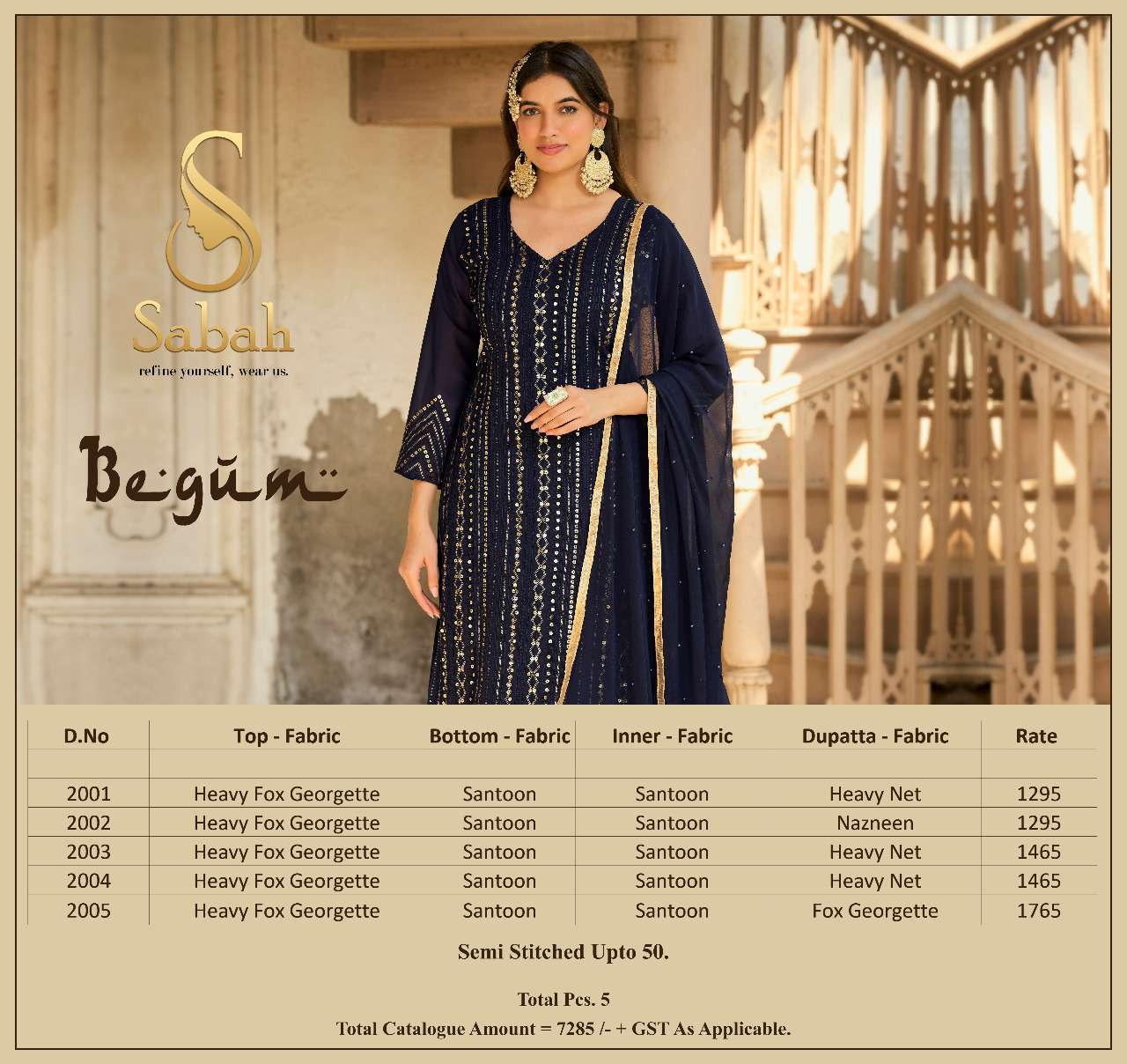 sabah begum 2001-2005 series semi stitched designer pakistani salwar kameez wholesale price surat 