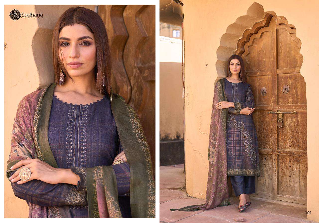 sadhana fashion taassur 101-108 series pashmina salwar suits winter collection 2022 