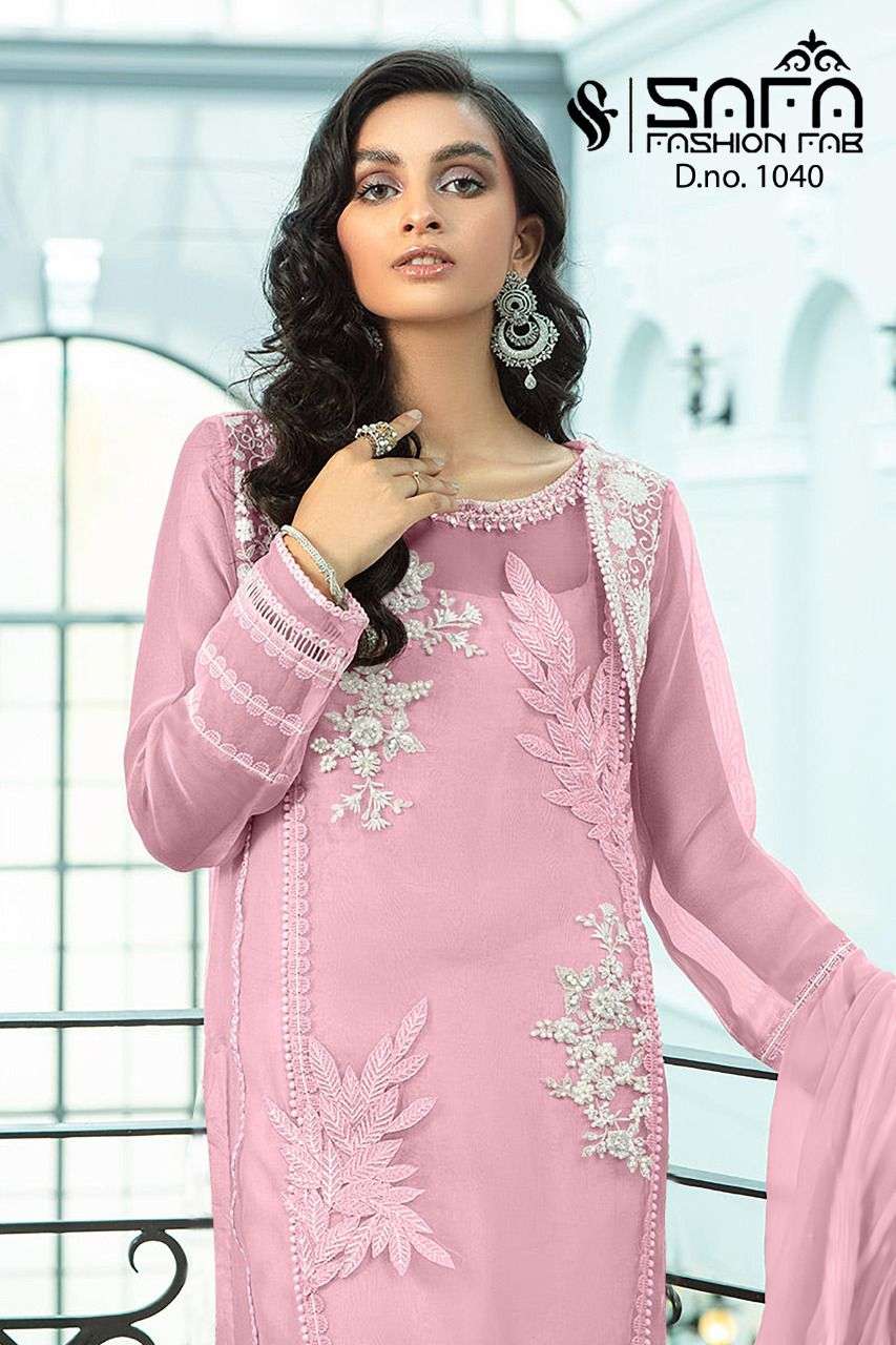safa fashion fab 1040 georgette fancy embroidered full stich collection surat
