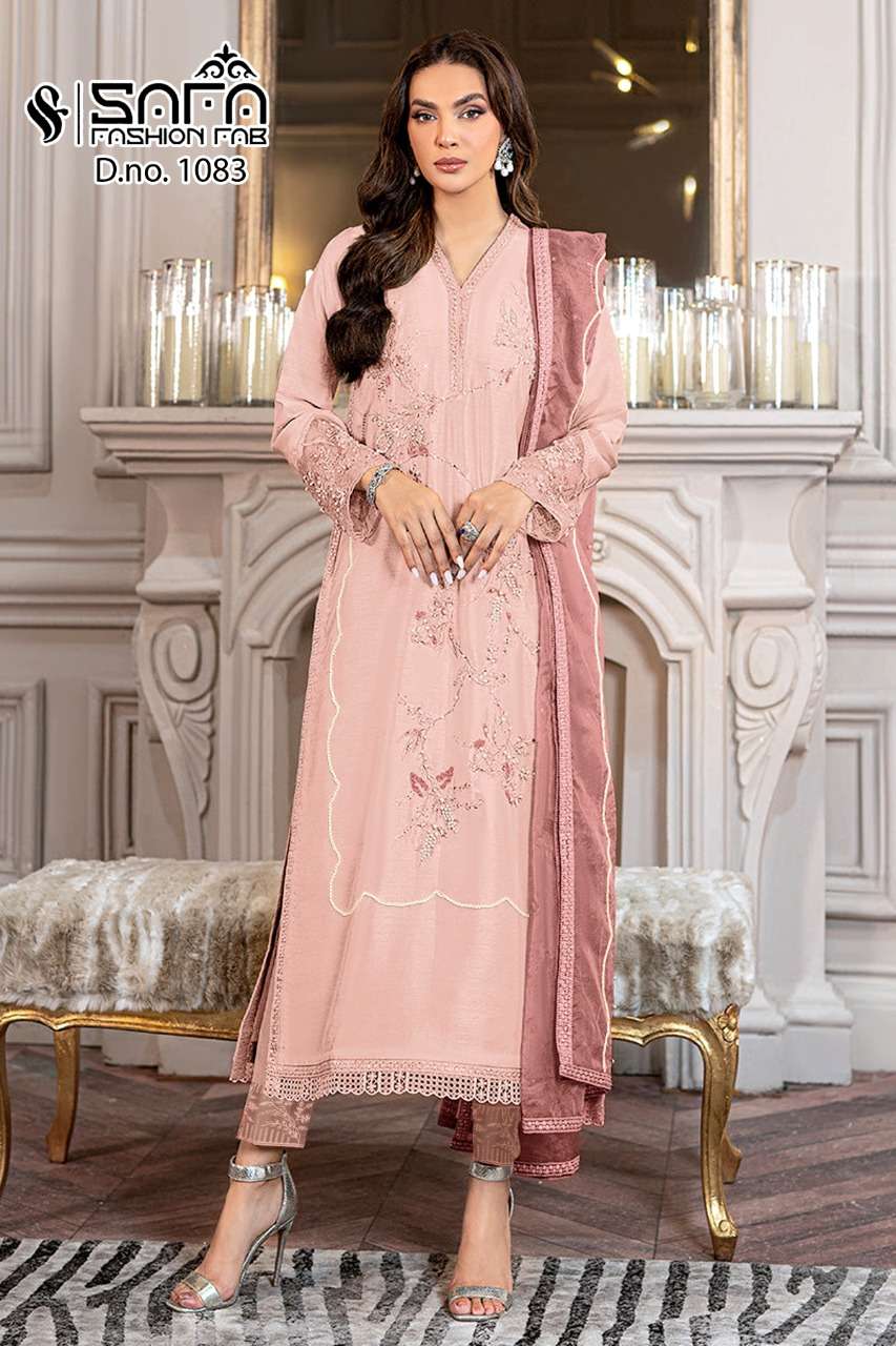 safa fashion fab 1083 series stylish designer pakistani salwar kameez wholesaler surat 