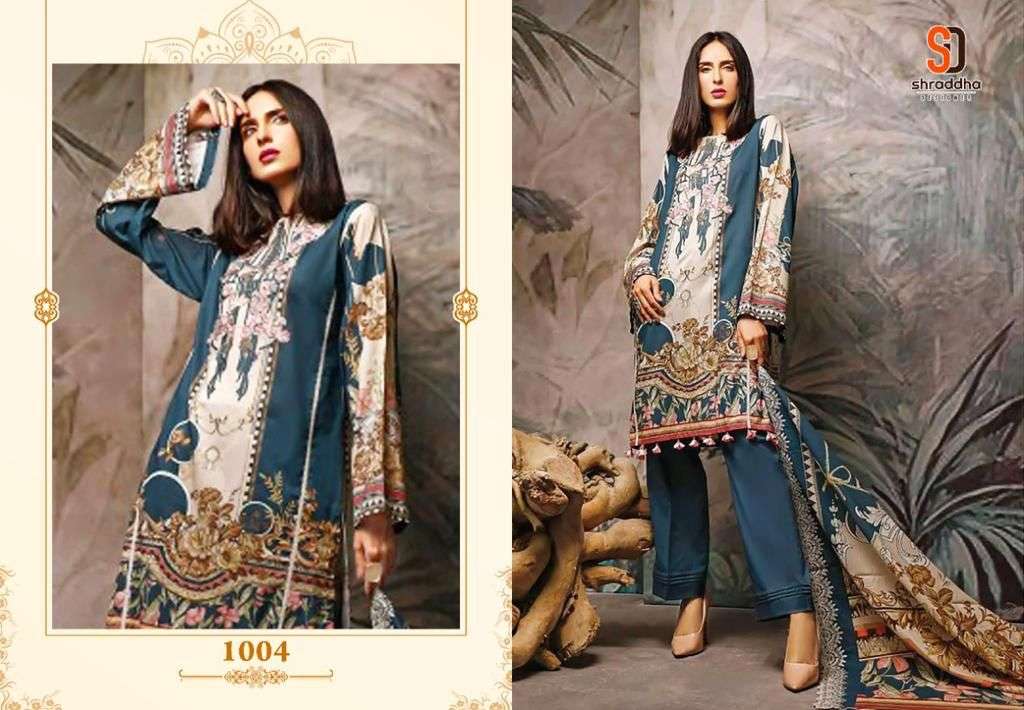 shraddha designer marjjan 1001-1005 series chiffon dupatta pakistani suits online 