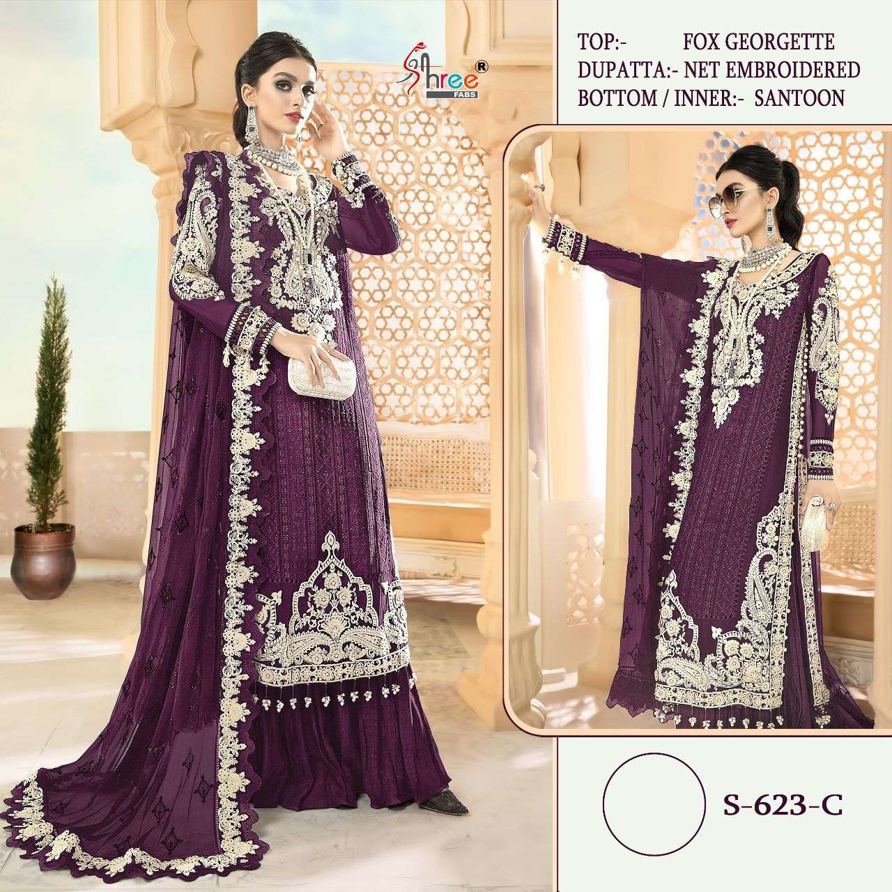 shree fabs 623 series attractive look designer pakistani suits manufacturer surat 