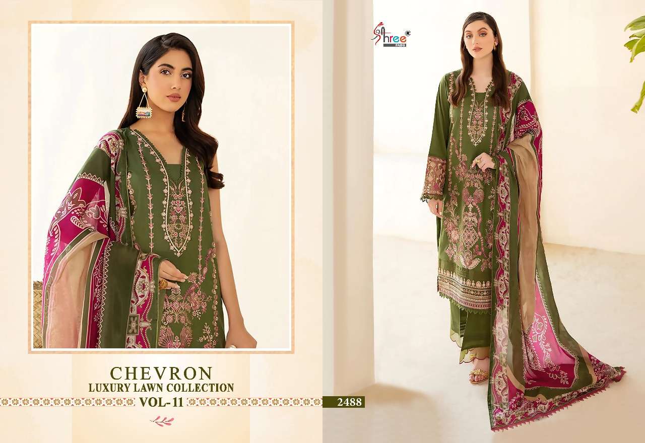 shree fabs chevron vol-11 2484-2490 series pure cotton printed designer pakistani salwar kameez online surat