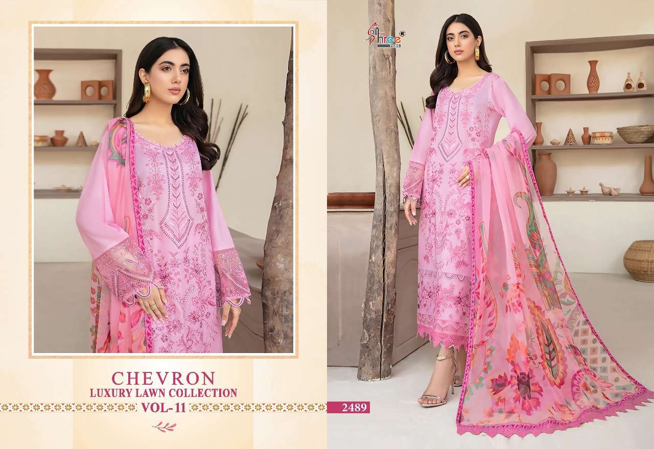shree fabs chevron vol-11 2484-2490 series unstitched designer salwar kameez wholesale price surat 