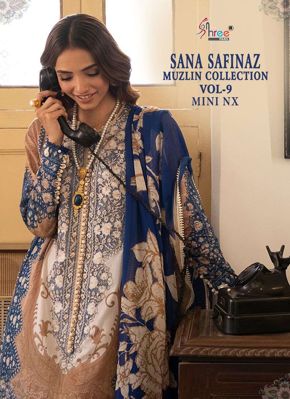 shree fabs sana safinaz muzlin collection vol 9 mini nx chiffon dupatta unstich designer pakistani suits new design 