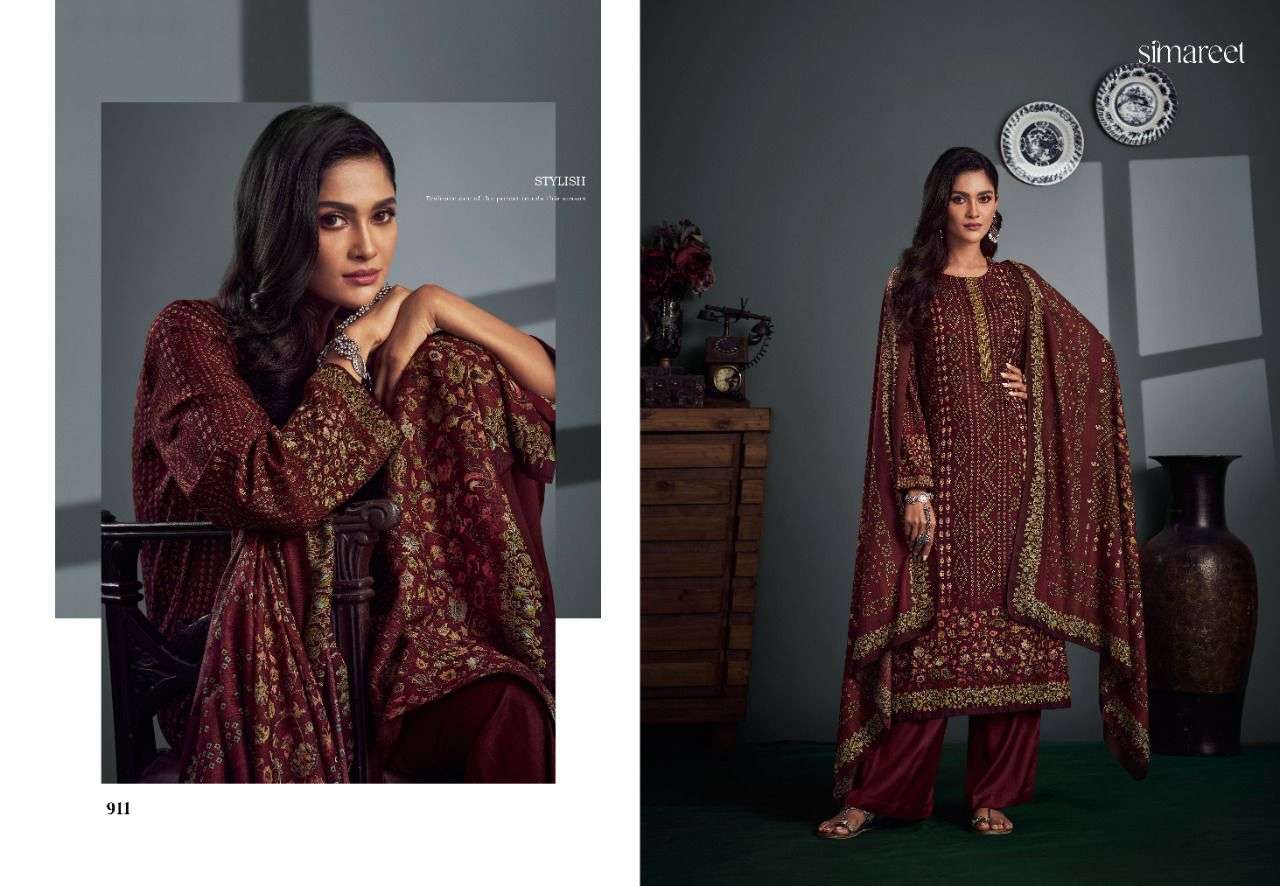 simareet shifana 909-914 series pure pashmina designer salwar kameez winter collection 
