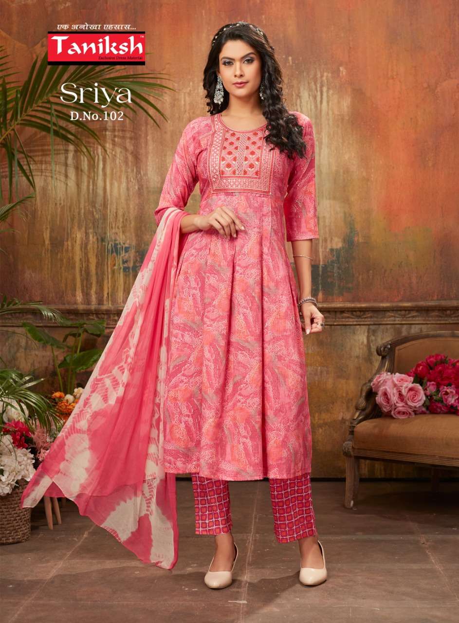 taniksh sriya 101-108 series readymade designer salwar kameez catalogue online price surat 