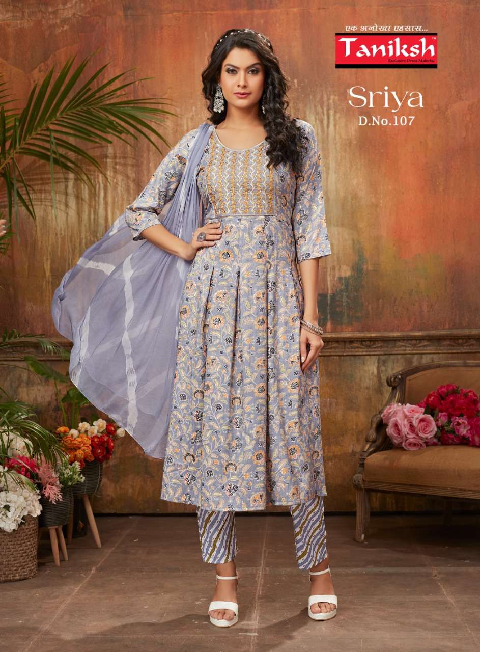 taniksh sriya 101-108 series readymade designer salwar kameez catalogue online price surat 