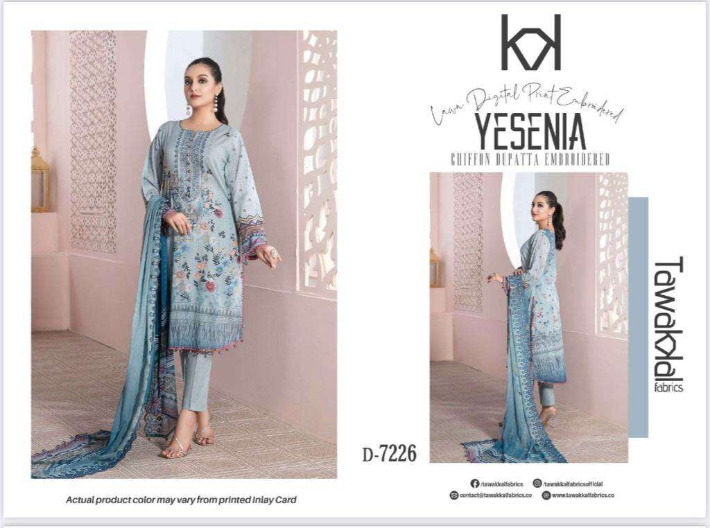 tawakkal fabrics yesenia unstitched designer pakistani salwar kameez catalogue 