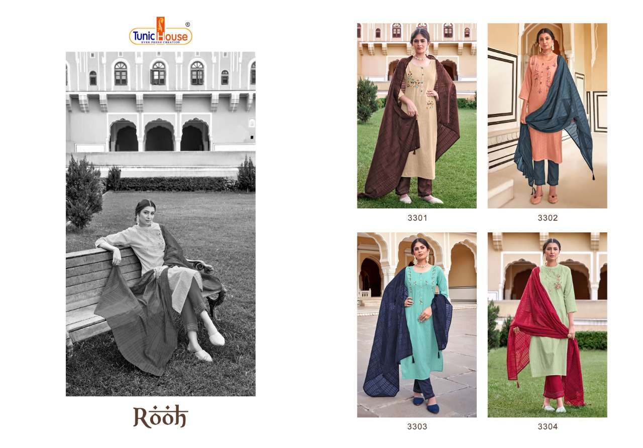 tunic house rooh 3301-3304 series stylish designer salwar kameez manufacturer surat 