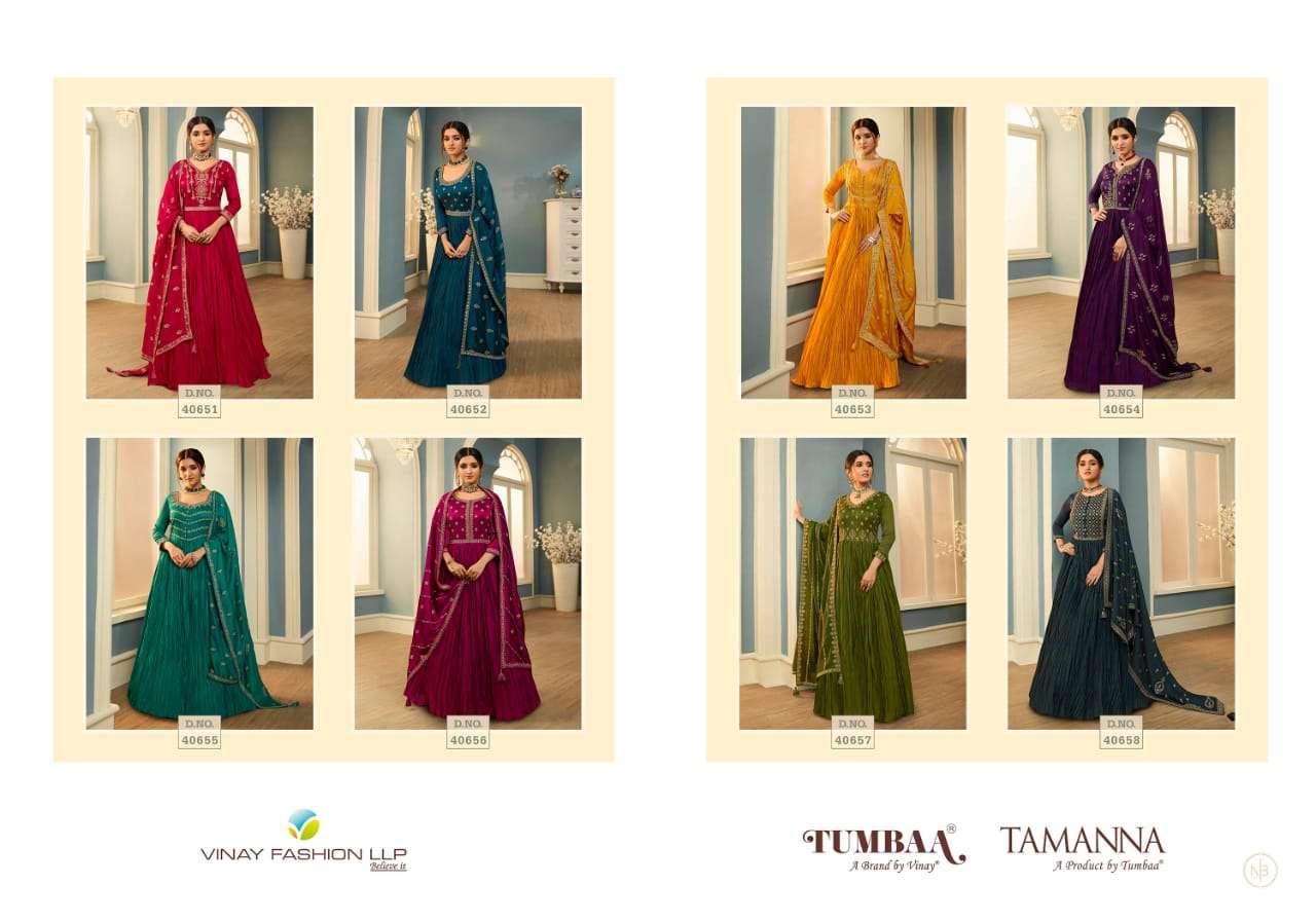  vinay tamanna crushed silk georgette readymade party wear gown collection 2022 