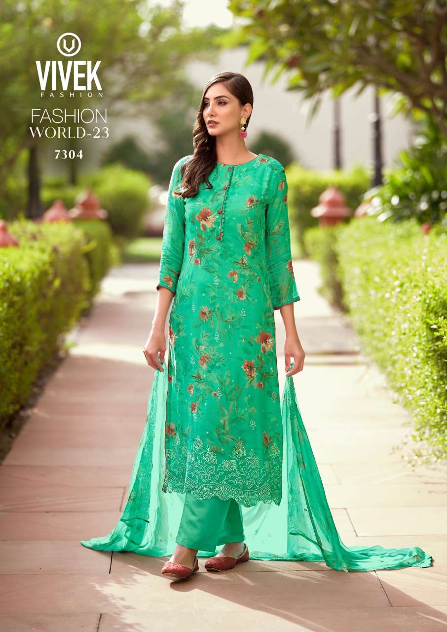 vivek fashion fashion world vol-23 7301-7308 series exclusive designer salwar kameez manufacturer surat 