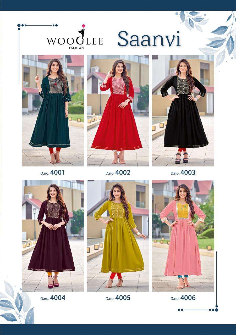 wooglee saanvi 4001-4006 series trendy designer kurti catalogue online best price 