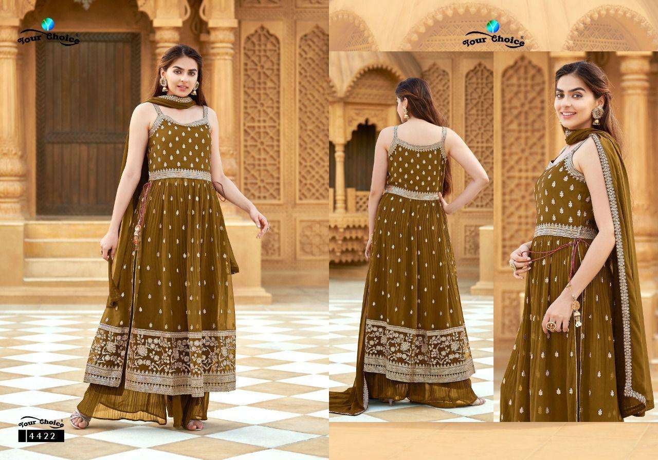 your choice rigga 4417-4422 series blooming georgette party wear salwar suits new pattern 